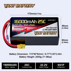 VANT FPVバッテリードローン6sリポバッテリー22.2V 8000/9000/9500/10000mAh/12000/16000mah FPV多軸ドローン用リポバッテリー