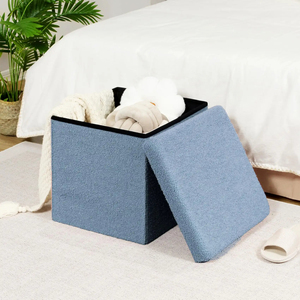 T Faux lin tissu pliant Polyester tabouret stockage pouf conception personnalisée disponible - Product Image 2