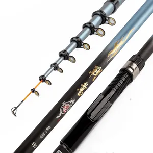 2.4m-6.3m Best Telescope Pole portable saltwater Sea telescopic fishing rod carbon fiber Rock Fishing Rod for Ocean Rock Fishing