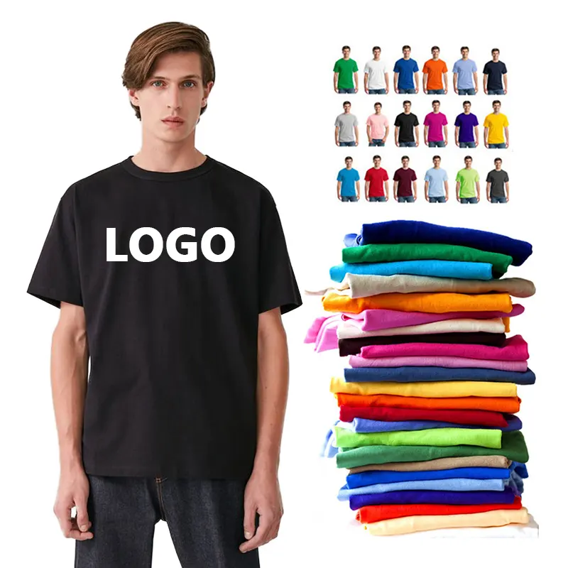 Serigrafía de transferencia de calor DTG de alta calidad, 100% algodón, peso pesado, logotipo personalizado, camisetas lisas en blanco para hombres y niños