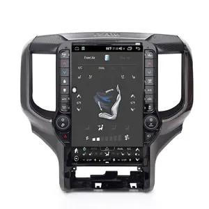 Android Car DVD Player Dashboard Vertical Touch Screen Replacement GPS Navigation Tesla Style Radio For Dodge Ram 2019- 2021