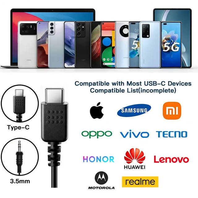Mobile Phone Type-C Single Ear Air Tube Earphone Hands-free Wired Headset Noise Reduction for Business Driving Office Work