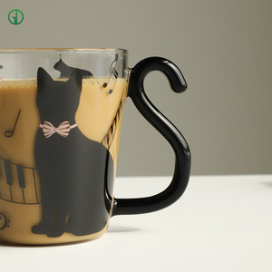Caneca de gato para café, caneca de vidro criativa resistente ao calor com design exclusivo - Product Image 3