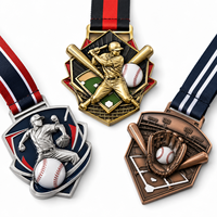 Médaille sportive personnalisée, médaille de baseball en alliage de zinc moulé sous pression avec finition émail dur, cadeau de reconnaissance pour entraîneur de championnat de ligue junior