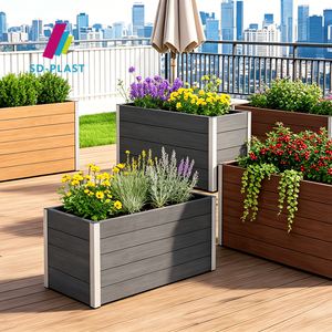 Sun-Decor Bac à fleurs extérieur en WPC à assembler facilement, Grand jardin potager surélevé <span class=keywords><strong>pour</strong></span> la culture de légumes verts et d'herbes aromatiques, Panneaux WPC - Product Image 1