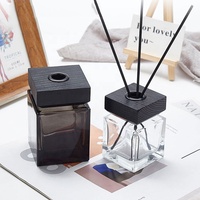 Flacon diffuseur de parfum en verre carré transparent noir de luxe 100 ml, vide, pour huiles aromatiques