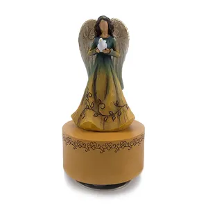 Collection Odm Low Price Resin Home Decoration Holiday Gift Angel Holding Custom Music Box/Wooden Music Box