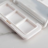 Usine de gros blanc 3 trous maquillage luxe carré avec miroir personnaliser flip top haute qualité vide en plastique fard à paupières cas