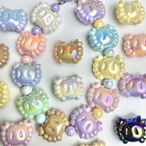Perles en vrac pour accessoires de téléphone DIY, motif petit crabe de dessin animé pour enfants, couleur unie, électroplaqué brillant - Product Image 1