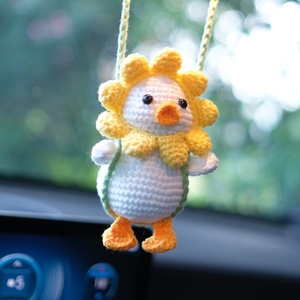 Finished Hand-woven Swing Duck Car Rearview Mirror Pendants Creative Gifts Knitted Cute Internet Celebrity Duck Pendants - Product Image 4