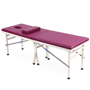 Table de massage pliante bleue portable pour usage domestique, physiothérapie et esthétique avec appui-tête et découpe pour la nuque - Product Image 4