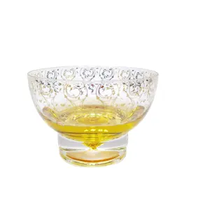 Multifunktion ale Schüssel Gegrillte goldene Blume Papier Handwerk Obst Zucker Glass chale Benutzer definierte Glass chale mit Deckel