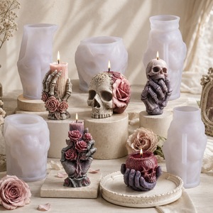 Halloween Skull Hand Candle Mold Silicone DIY Art Candle Making Kit Customizable Shape Transparent White Liquid Silicone - Product Image 1