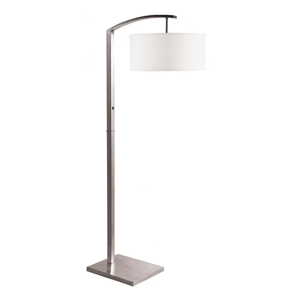 Lampadaire contemporain Holiday Inn H4 Guest Room Nickel Metal Task Arc Lampadaire pour hôtel Lampes de canapé debout Stehlampe