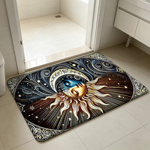 Tapis <span class=keywords><strong>de</strong></span> <span class=keywords><strong>bain</strong></span> personnalisé imprimé <span class=keywords><strong>soleil</strong></span> lune étoile, antidérapant, design artistique, tapis <span class=keywords><strong>de</strong></span> salle <span class=keywords><strong>de</strong></span> <span class=keywords><strong>bain</strong></span> personnalisé, tapis <span class=keywords><strong>de</strong></span> sol à séchage rapide, vente en gros, décoration intérieure - Product Image 1