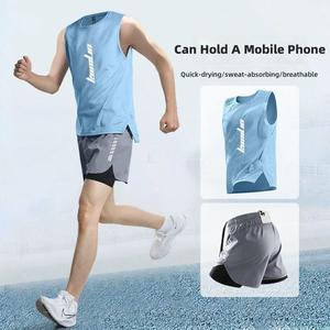 Vêtements de sport pour hommes, débardeur d'été, shorts de course, équipement de course à pied, marathon, entraînement au basketball, vêtements de sport à séchage rapide - Product Image 1
