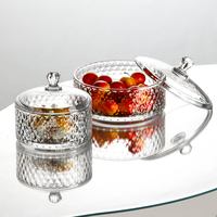 Pot de rangement en verre gaufré avec couvercle, récipient en verre transparent multi-usages pour l'organisation des aliments sur le comptoir de la cuisine à la maison