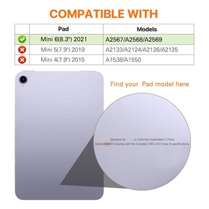 MoKo Well Craft PU Funda <span class=keywords><strong>de</strong></span> cuero Ultra delgada Ligero Duro Claro Funda trasera Trifold Cover para iPad Mini 7 6 8,3 2024 - Product Image 2