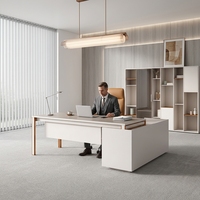 Table de bureau ergonomique en panneau composite, style moderne et minimaliste, avec armoire latérale, résistante à l'eau, facile à assembler – Vente en gros directe usine
