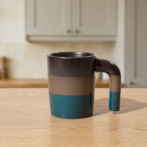 Ceramic Coffee <b>Mug</b> Solid Color Matte Finish Minimalist Design Home Blue Gray Two Tone <b>Large</b> Capacity Dishwasher Safe - Product Image 1