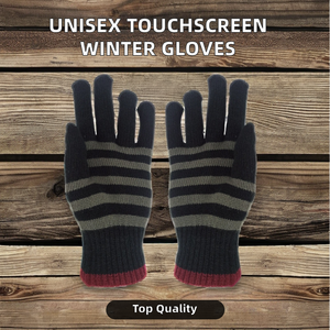 Guantes de punto a rayas de invierno unisex para deportes al aire libre y viajes, mitones de pantalla táctil para juegos de teléfonos inteligentes, esquí y ciclismo, mantener el calor - Product Image 2