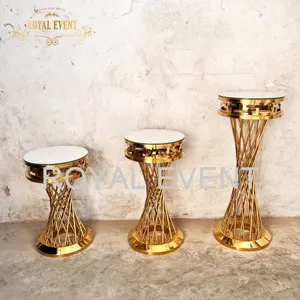 Wedding supplies Party Decor Round Cocktail Gold Cake Table Dessert Stands Stainless Steel Plinth For Wedding Decorations