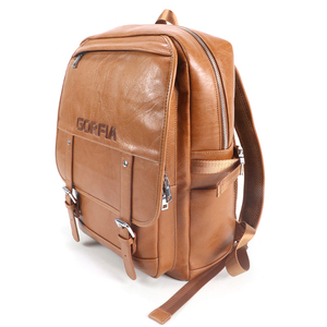 Fournisseur en gros de sacs à dos vintage en cuir PU, sacs d'école décontractés, sacs à dos pour ordinateur portable de grande capacité, sacs à dos de voyage et de travail, logo personnalisé - Product Image 2