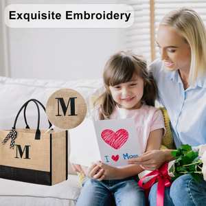 Quality Shopping Beach Thanks Gift Friend Mother Birthday <b>Bride</b> Shower Lady Initials Carrying Eco Friendly Jute Bag - Product Image 3