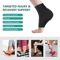 Protège-talons pour tendinite d'Achille, semelles de sport de soutien à compression, coussinets en gel rembourrés pour bursite, douleurs, peaux sèches et gercées, noir