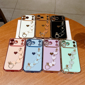 เคสโทรศัพท์ลายหัวใจพร้อมสายคล้องมือแบบกำไลข้อมือสำหรับ iPhone 18 Pro Max 14 15 16 17 - Product Image 1