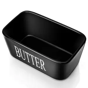 सबसे अच्छा बिक्री आयताकार सील जार मक्खन बॉक्स सिरेमिक चाकू के साथ मक्खन पकवान