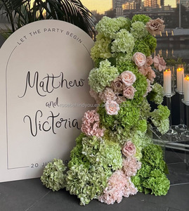 Camino de Flores para Boda, Fondo Verde Oscuro, Hortensias, Plantas Verdes, Arreglo de Flores <span class=keywords><strong>Rosa</strong></span> Claro para Decoración de Eventos - Product Image 3