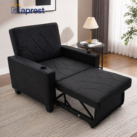 Moderner Verstellbarer Konvertierbarer Sessel 3-in-1 Schlafsofa für Wohnzimmer mit Ausziehfunktion USB Typ-C Ladeanschlüsse Getränkehalter