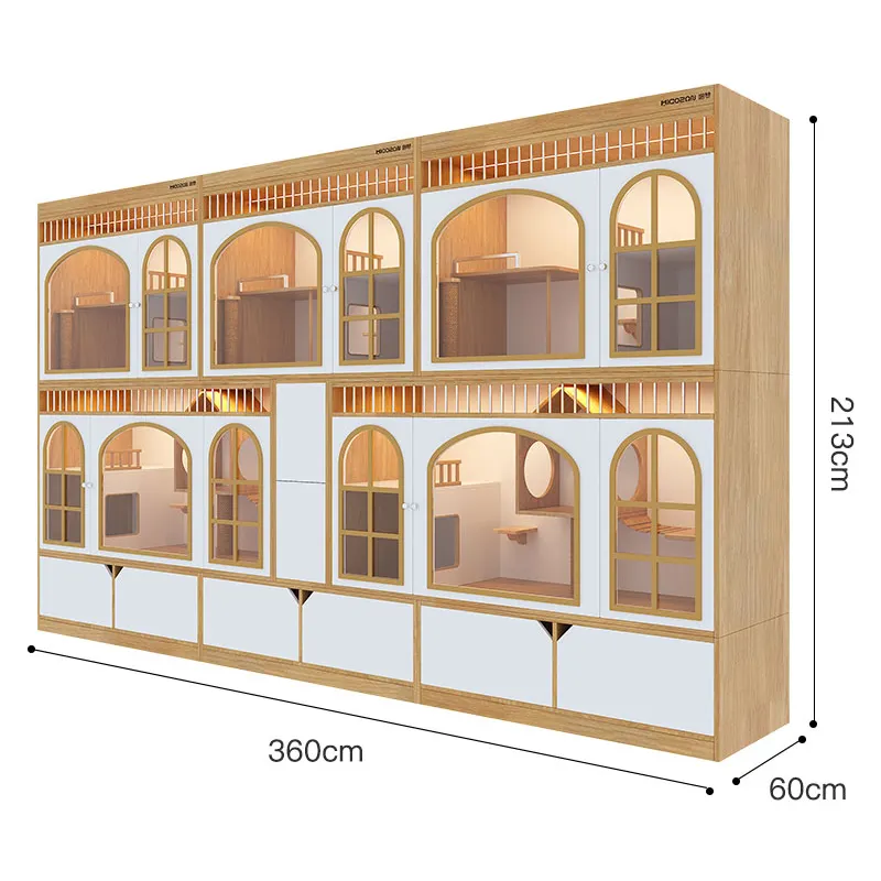 頑丈な木製の猫の別荘の猫のケージ大きな家の豪華な猫の家の自由空間のペットハウスの家具