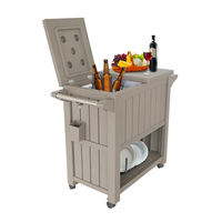 Chariot de rangement de cuisine 3 en 1, table de grill avec seau à glace de 80l