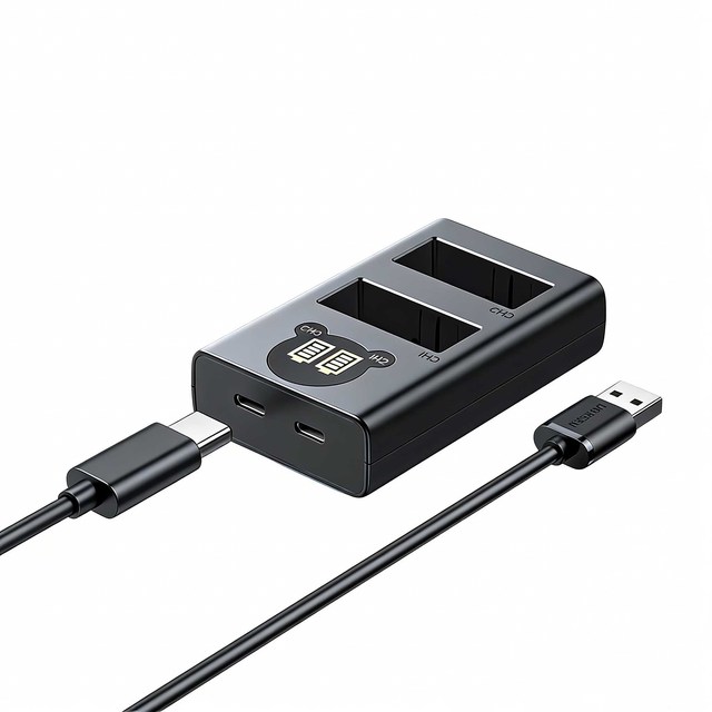 UGREEN LP-E8 Dual Slot Camera Battery Charger for Canon EOS 600D 700D 550D 650D X7i X6 X4 T2i T3i T5i with USB-C Cable