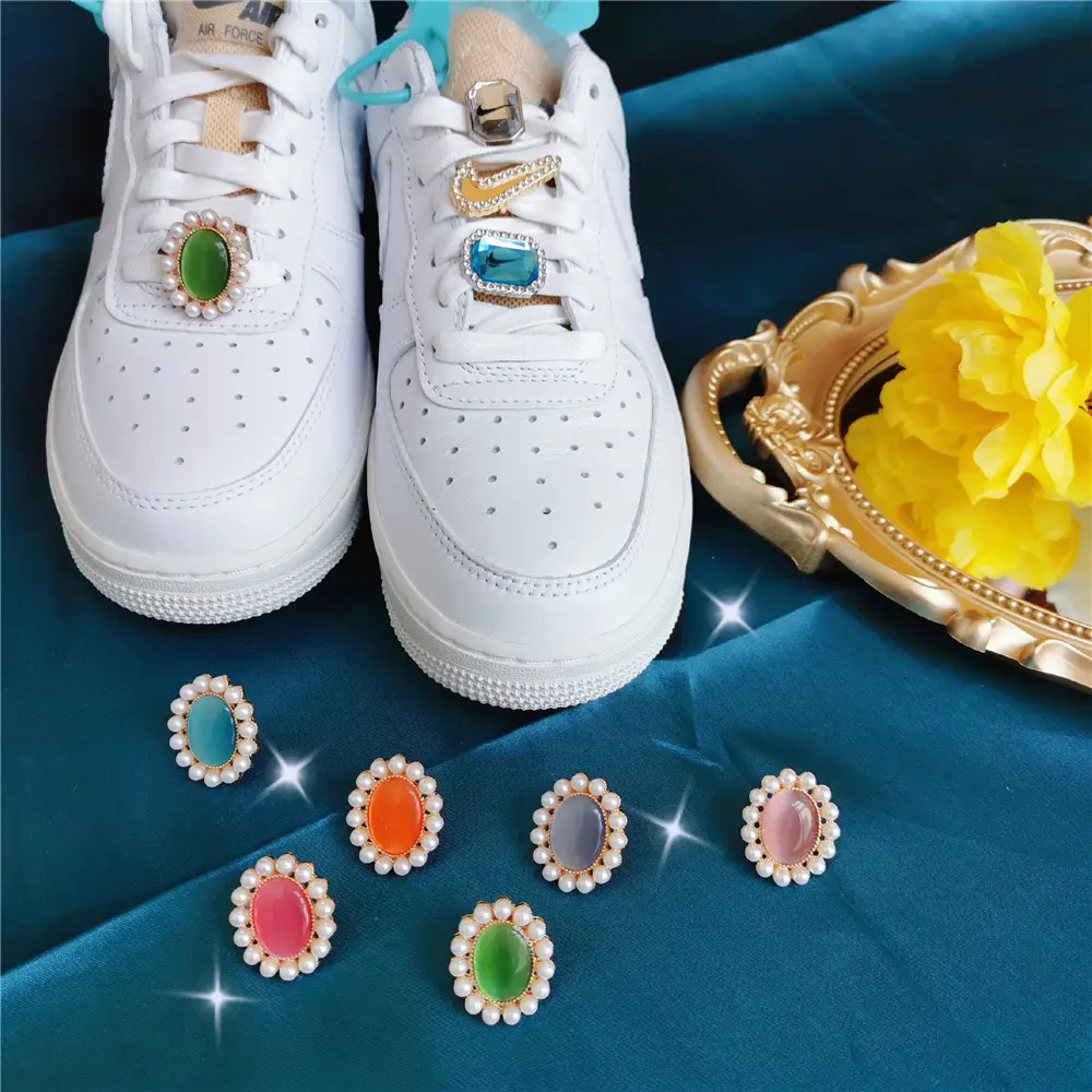 Agujetas de cristal con hebilla para zapatos de mujer, accesorios de decoración, joyería, Charm AF1