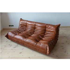 लक्जरी आधुनिक सोफा सेट विंटेज 3-सीटर असबाबवाला असली भूरा चमड़ा काला मॉड्यूलर काउच लिविंग रूम सोफा सा के लिए कम कीमत - Product Image 3