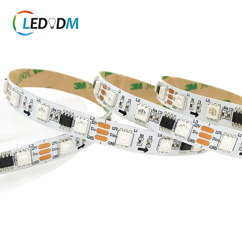 IC externo WS2811 pixel rgb led strip 60leds/m 12V 10 pixels 24v 20 pixels por metro 10mm RGB digital endereçável led strip para carro