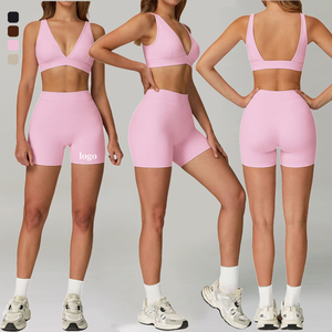 ओम कसरत जिम उच्च स्ट्रेची ओपन बैक स्पोर्ट्स ब्रा ब्रा उच्च कमर ट्यूमर नियंत्रण लेगिंग महिलाओं के लिए फिटनेस वाइड फ्लेयर पैंट सेट - Product Image 2