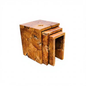 Juego de Mesa de Centro de Madera Maciza Clásica de Lujo, 3 Niveles Ajustables, Diseño Antiguo, Muebles Modernos para Sala de Estar, Decoración para el Hogar - Product Image 1