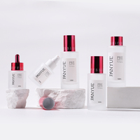 Flacon cosmétique en verre dépoli avec couvercle rose vif, emballage pour soins de la peau, flacon pompe en verre pour lotion, ensemble de pots de 30g, 50g, 100g