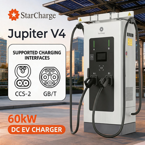 JUPITER V4ตัวเชื่อมต่อแบบคู่ CCS2 60kW gbt หน้าจอสัมผัส RFID ที่ติดตั้งบนพื้นเครื่องชาร์จด่วน DC สำหรับสาธารณะกลางแจ้ง - Product Image 1