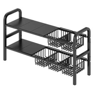 Estante de almacenamiento multicapa para debajo del fregadero con estantes y cestas ajustables para organizadores de cocina - Product Image 4