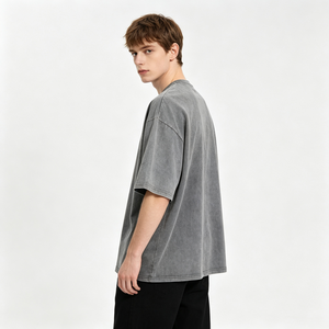 Camiseta Extra Grande de Algodón Puro con Lavado Ácido para Hombre, Diseño Personalizado, Fabricante Directo, MOQ Bajo, Camiseta Retro - Product Image 2