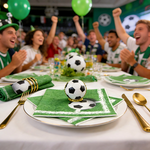 Serviettes en <span class=keywords><strong>papier</strong></span> à thème footballistique, motif terrain de football, serviettes jetables pour déjeuners et cocktails - Product Image 2