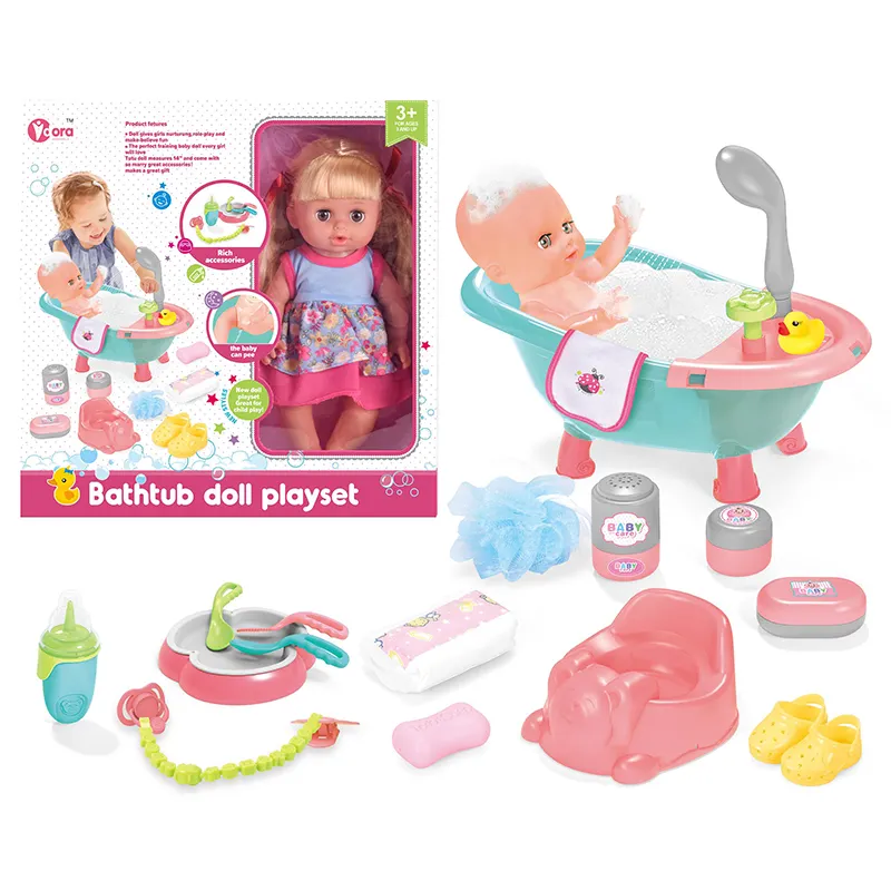 14 pollici 12 suoni carino acqua potabile pipì Silicone Baby Doll Girl fingere di giocare giocattoli per bambini e ragazze bambole accessori giocattolo