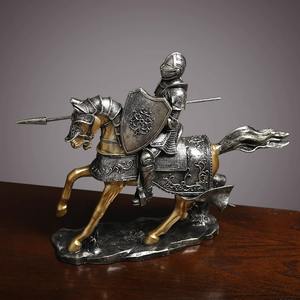 Witt Medieval retro Royal Guardian Knight estatua King <span class=keywords><strong>Temple</strong></span> Warrior decoración de equitación soldados victoriosos adorno Adorno - Product Image 3