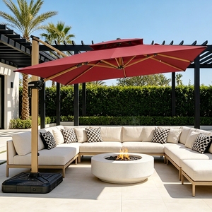 Sombrilla de Jardín para Exteriores, Impermeable, de Aluminio, de 9 pies, Modelo Roma, para Patio, Mercado, Restaurante, Sombrilla Grande para Jardín - Product Image 1