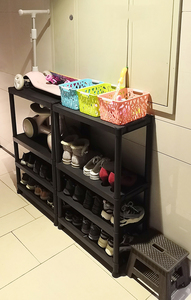 4 lớp đa năng lưu trữ Kệ nhựa màu đen kệ giá đơn vị Kệ tổ chức chủ nhà để xe đổ Kệ nhựa - Product Image 5